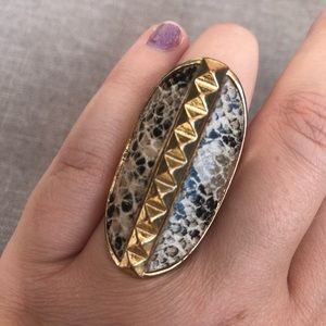 Snakeskin Stretchy Ring Gold White